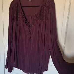 Women's Purple Lace-Up Top